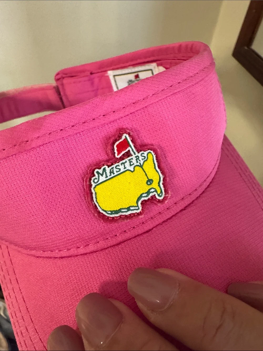 Masters Pink Golf Visor with Yellow Augusta Emblem
